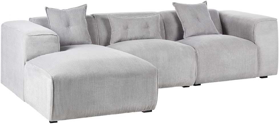 Beliani Trijų vietų kampinė sofa DOLVA, velvetas, šviesiai pilka, dešininė