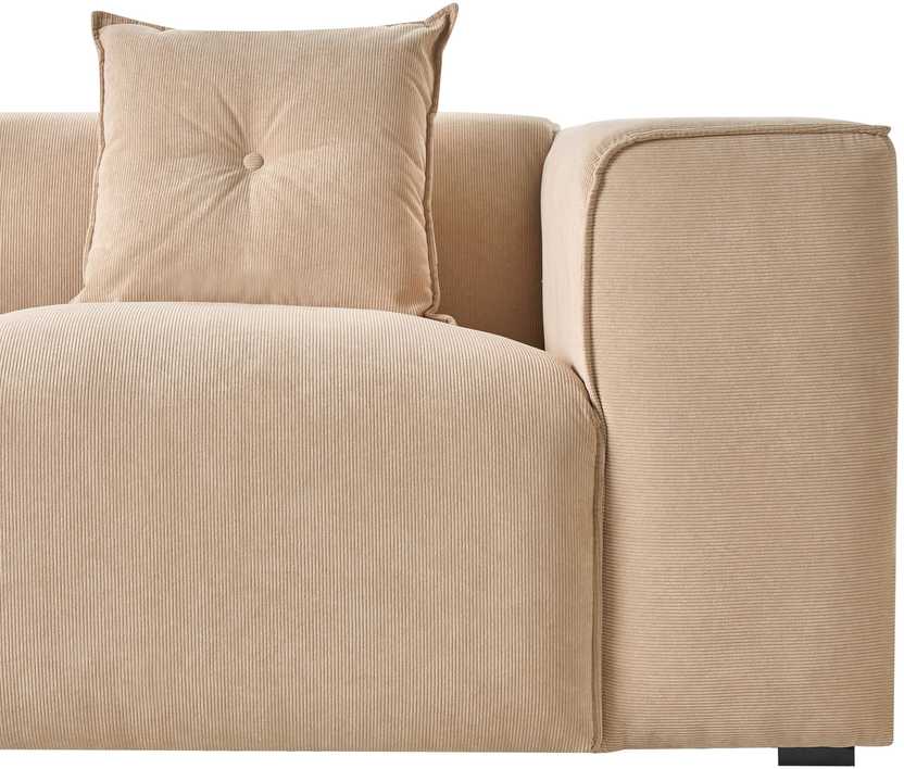 Beliani 3 vietų kampinė sofa DOLVA, velvetas, smėlio spalvos, dešininė