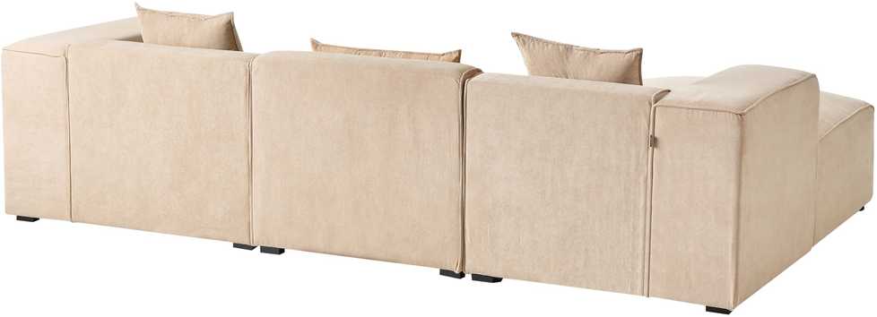 Beliani 3 vietų kampinė sofa DOLVA, velvetas, smėlio spalvos, dešininė