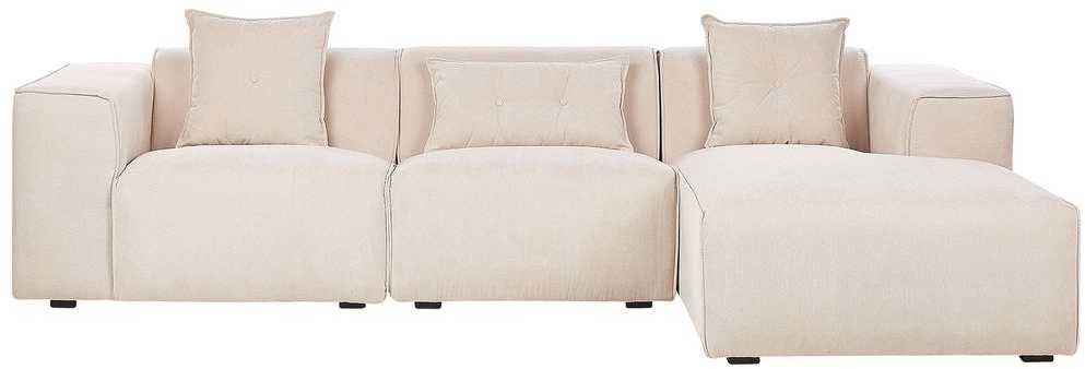 Beliani 3-vietė kampinė sofa DOLVA, velvetas, smėlio spalvos, kairinė