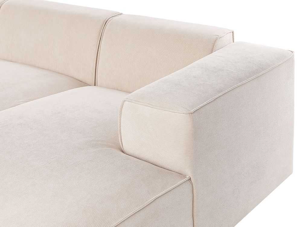 Beliani 3-vietė kampinė sofa DOLVA, velvetas, smėlio spalvos, kairinė