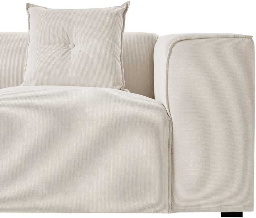 Beliani Trivietė kampinė sofa DOLVA iš velveto, kreminės spalvos, dešininė