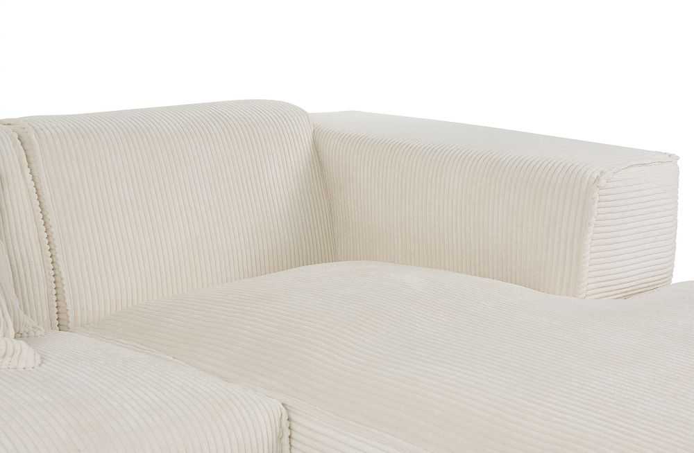 Beliani 3 vietų kampinė sofa DOLVA, velvetas, kreminė balta, kairinė