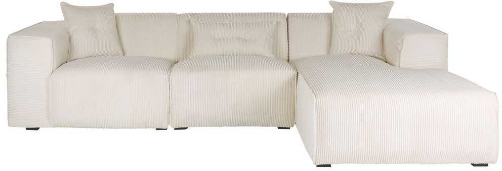 Beliani 3 vietų kampinė sofa DOLVA, velvetas, kreminė balta, kairinė