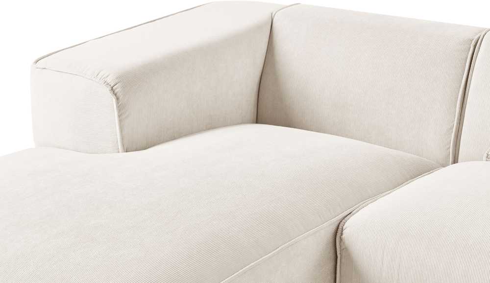 Beliani Trivietė kampinė sofa DOLVA iš velveto, kreminės spalvos, dešininė