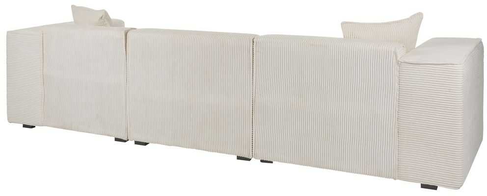Beliani 3 vietų kampinė sofa DOLVA, velvetas, kreminė balta, kairinė