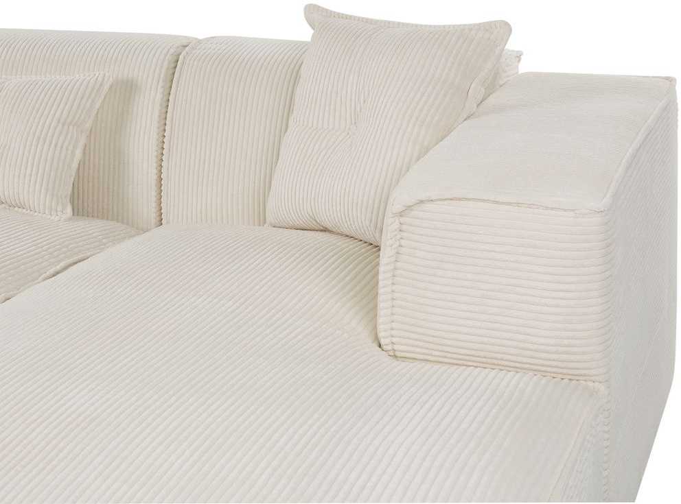 Beliani 3 vietų kampinė sofa DOLVA, velvetas, kreminė balta, kairinė