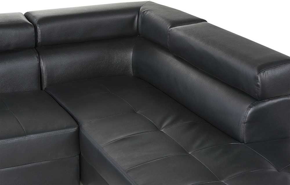 Beliani 5 vietų kampinė sofa NORREA, dirbtinė oda, juoda, kairinė