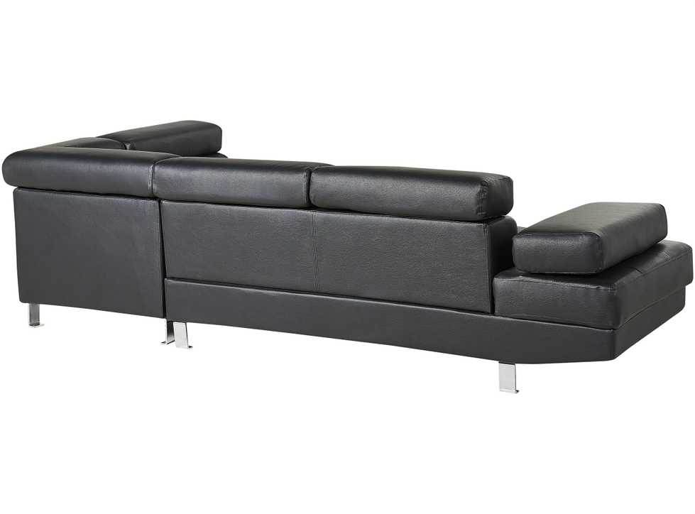 Beliani 5 vietų kampinė sofa NORREA, dirbtinė oda, juoda, kairinė
