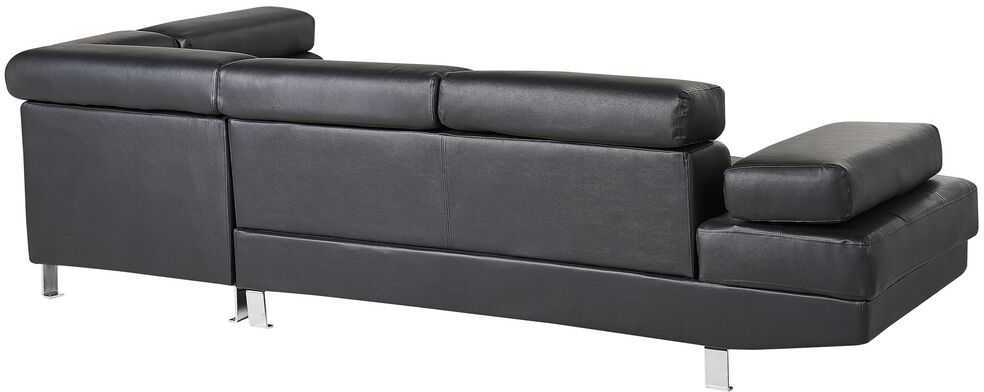 Beliani 5 vietų kampinė sofa NORREA, dirbtinė oda, juoda, kairinė