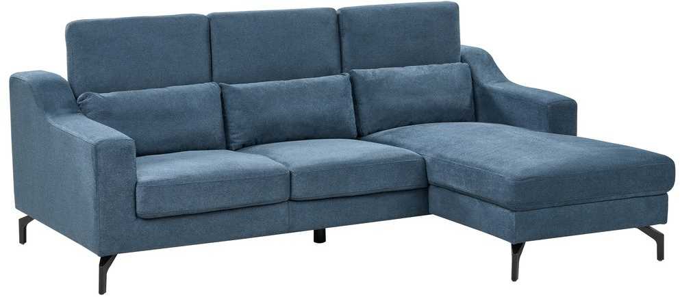 Beliani Keturvietė kampinė sofa GLOSLI tamsiai mėlyna, kairinė