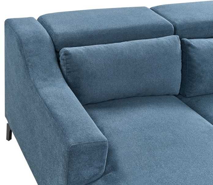 Beliani Keturvietė kampinė sofa GLOSLI tamsiai mėlyna, kairinė