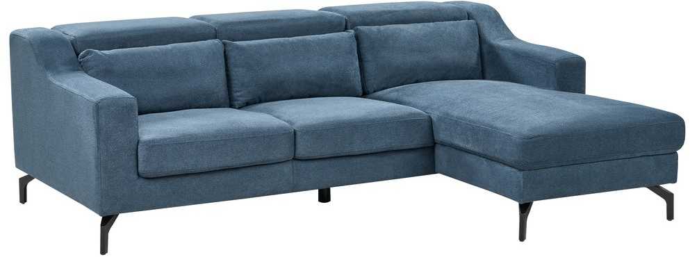 Beliani Keturvietė kampinė sofa GLOSLI tamsiai mėlyna, kairinė