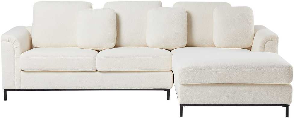 Beliani 4 vietų kampinė sofa OSLO Boucle balta kairinė