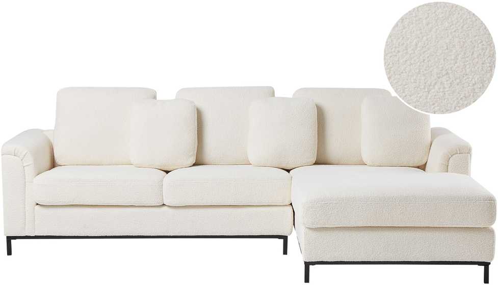 Beliani 4 vietų kampinė sofa OSLO Boucle balta kairinė