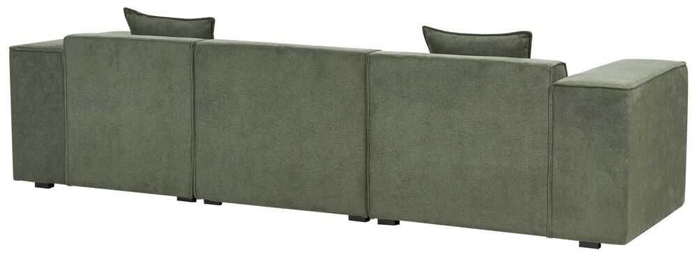 Beliani Trivietė kampinė sofa DOLVA, šenilinė, tamsiai žalia, kairinė