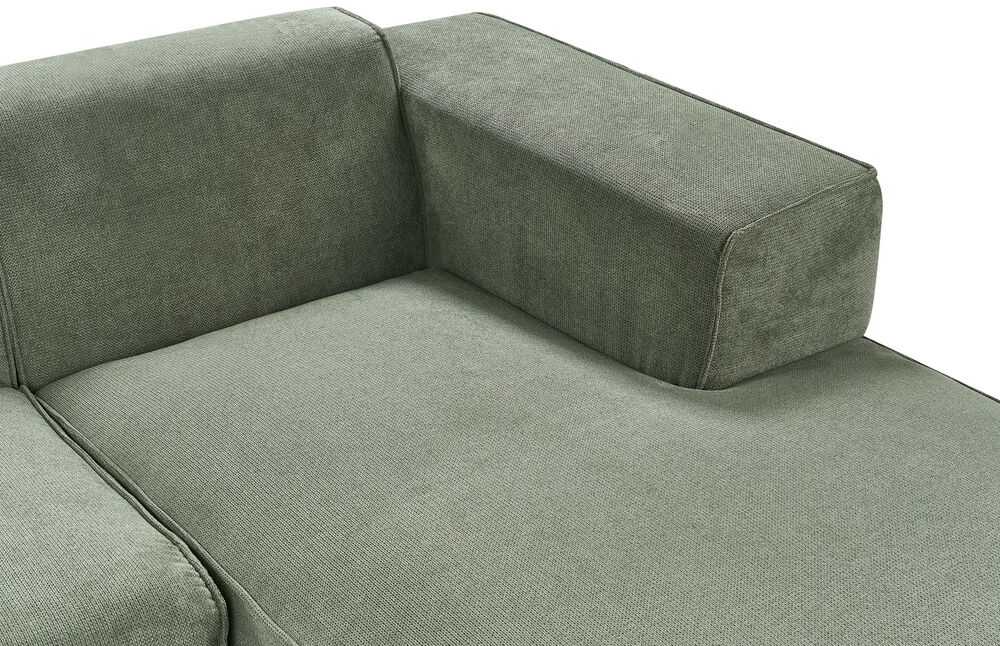 Beliani Trivietė kampinė sofa DOLVA, šenilinė, tamsiai žalia, kairinė