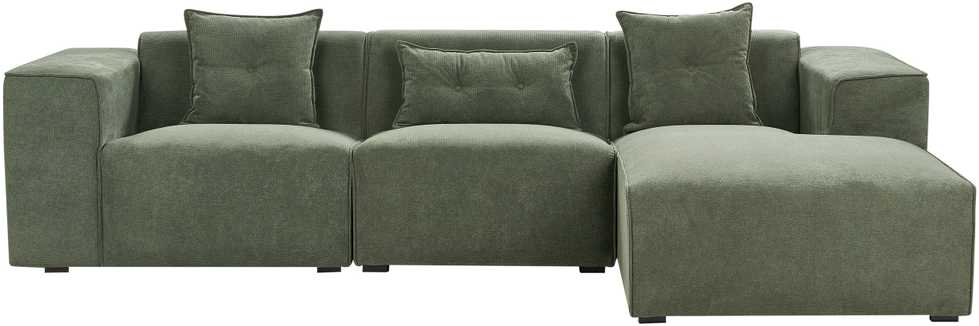Beliani Trivietė kampinė sofa DOLVA, šenilinė, tamsiai žalia, kairinė