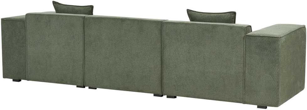 Beliani Trivietė kampinė sofa DOLVA, šenilinė, tamsiai žalia, kairinė