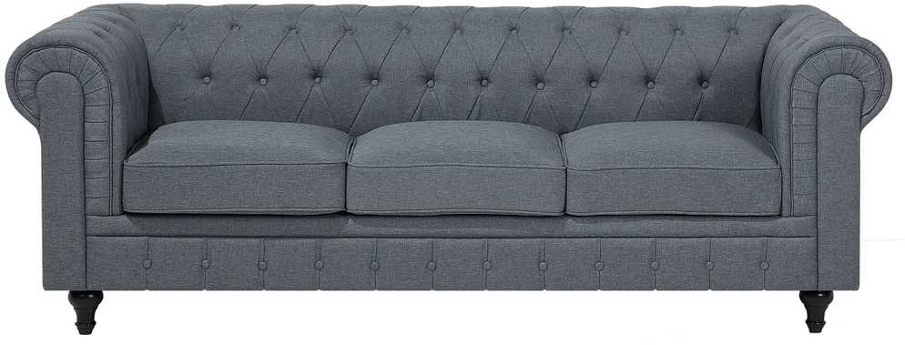 Beliani 6 vietų kampinė sofa CHESTERFIELD, pilka, kairinė