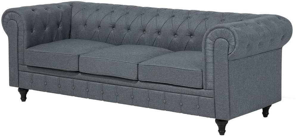 Beliani 6 vietų kampinė sofa CHESTERFIELD, pilka, kairinė