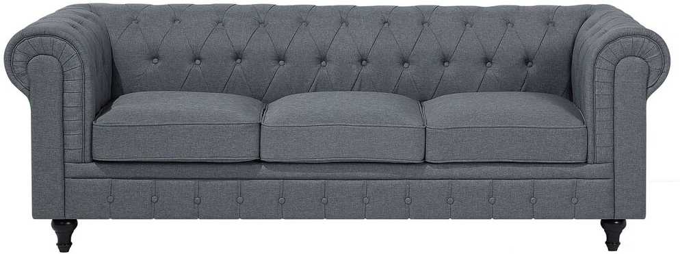 Beliani 6 vietų kampinė sofa CHESTERFIELD, pilka, kairinė