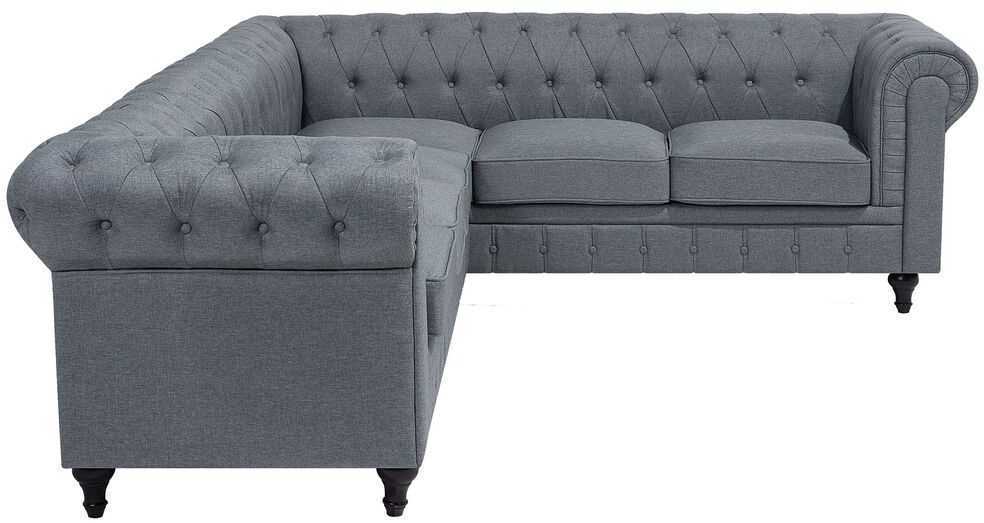Beliani 6 vietų kampinė sofa CHESTERFIELD, pilka, kairinė