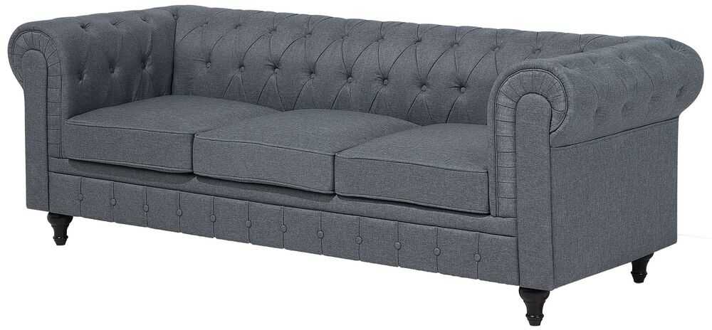 Beliani 6 vietų kampinė sofa CHESTERFIELD, pilka, kairinė