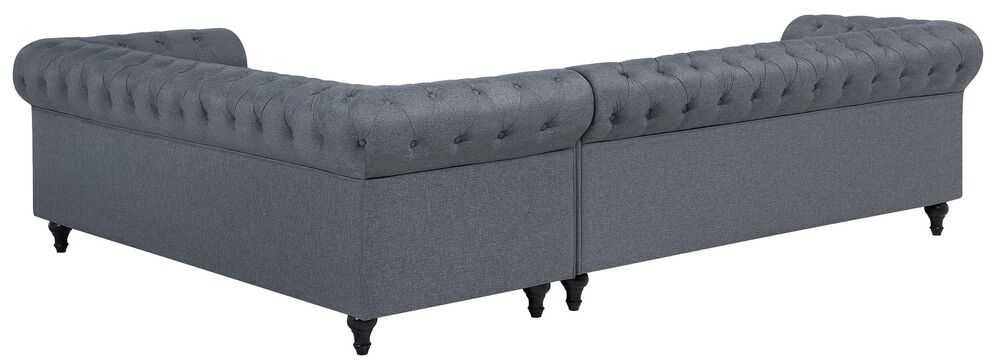 Beliani 6 vietų kampinė sofa CHESTERFIELD, pilka, kairinė