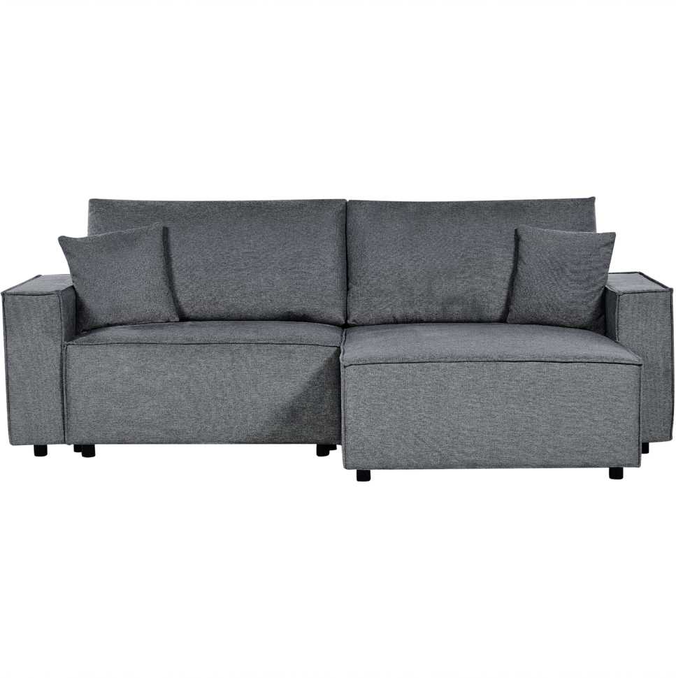 Beliani Išskleidžiama kampinė sofa KARILA, 3 vietų, tamsiai pilka, su patalynės dėže, kairinė