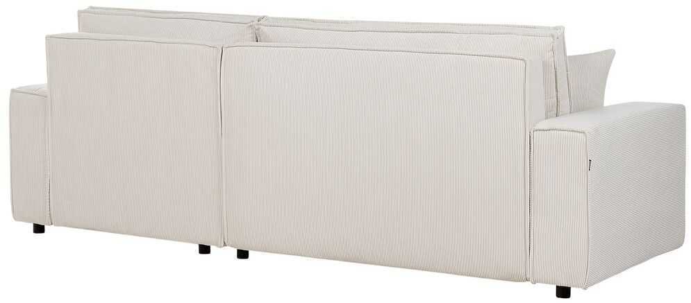 Sofa Beliani Išskleidžiamas kampe statomas 3 vietų sofos komplektas ABACKA, velvetas, kreminė balta, kairinė pusė