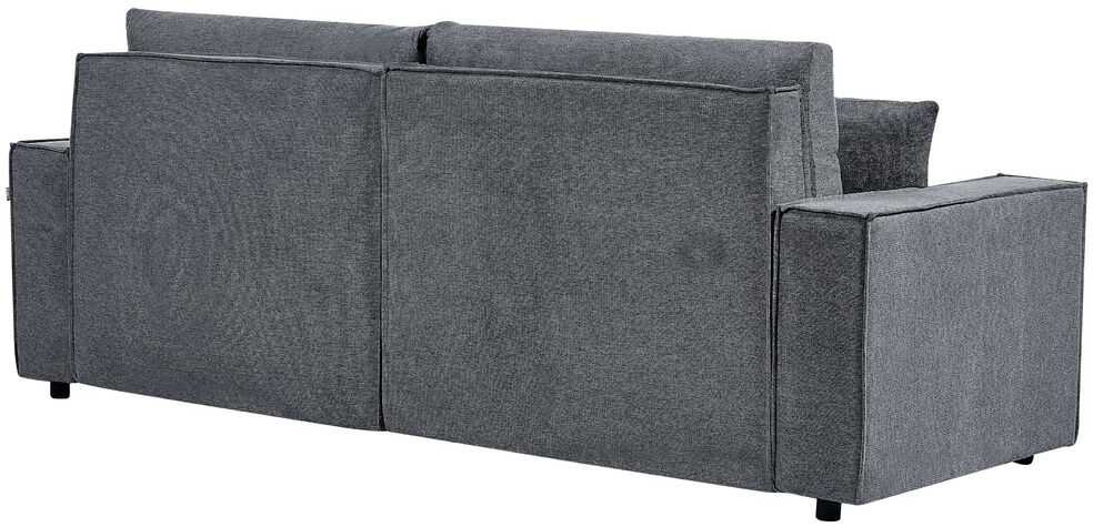 Beliani Išskleidžiama kampinė sofa KARILA, 3 vietų, tamsiai pilka, su patalynės dėže, kairinė