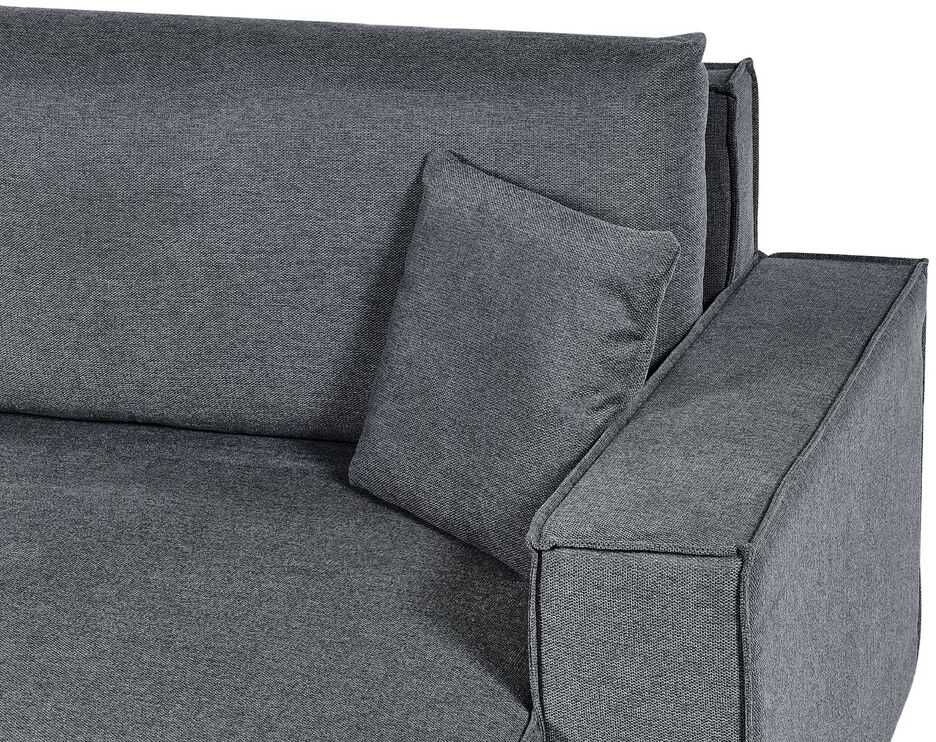 Beliani Išskleidžiama kampinė sofa KARILA, 3 vietų, tamsiai pilka, su patalynės dėže, kairinė