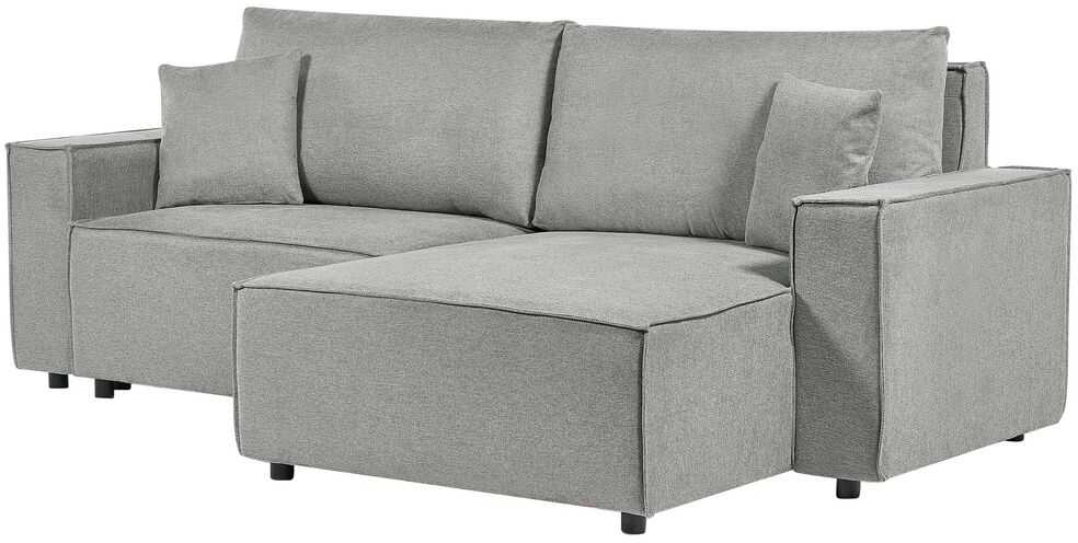 Beliani Išskleidžiama 3 vietų kampinė sofa KARILA, pilka, su daiktadėže, kairinė