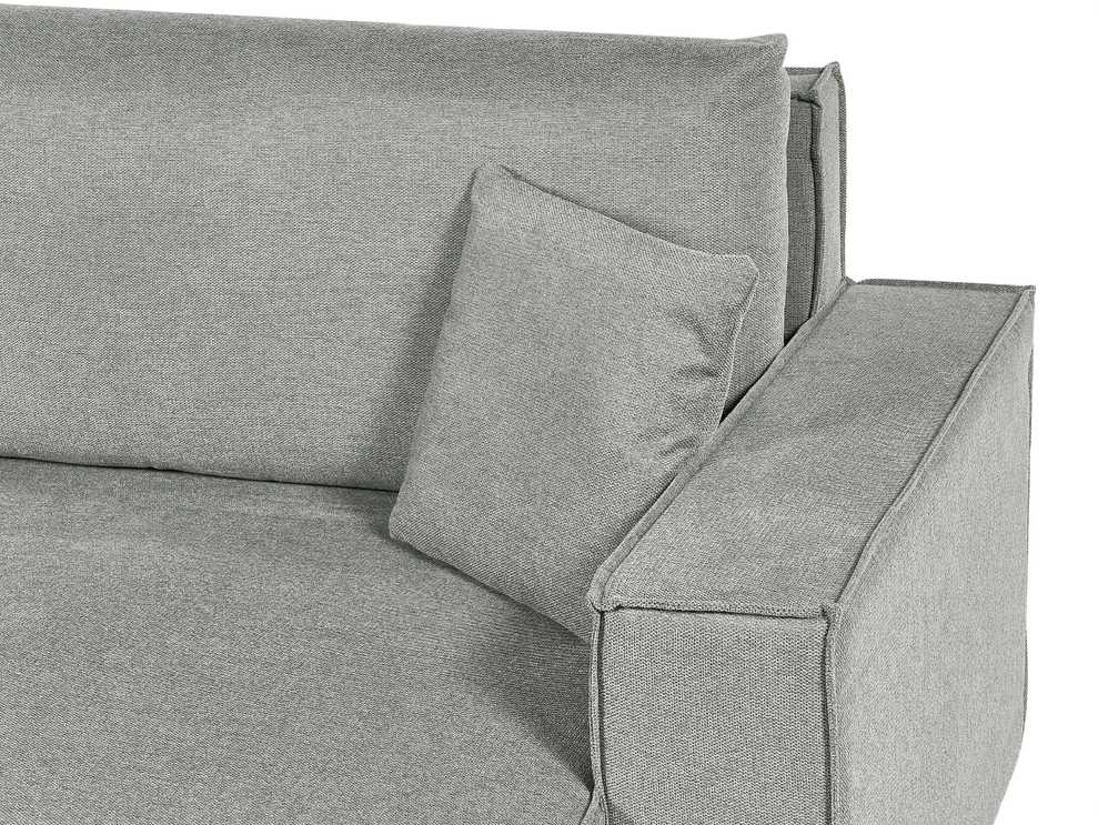 Beliani Išskleidžiama 3 vietų kampinė sofa KARILA, pilka, su daiktadėže, kairinė