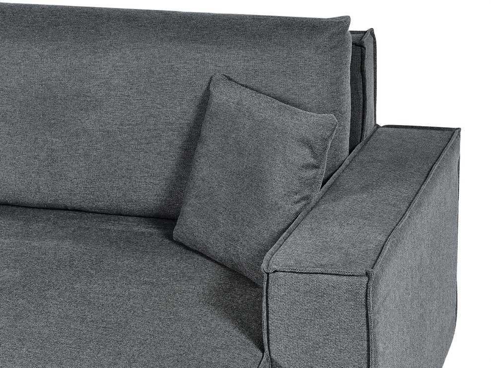 Beliani Išskleidžiama kampinė sofa KARILA, 3 vietų, tamsiai pilka, su patalynės dėže, kairinė