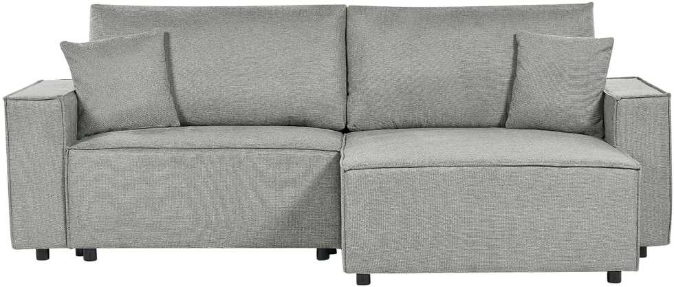 Beliani Išskleidžiama 3 vietų kampinė sofa KARILA, pilka, su daiktadėže, kairinė