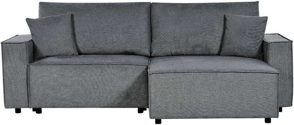 Beliani Išskleidžiama kampinė sofa KARILA, 3 vietų, tamsiai pilka, su patalynės dėže, kairinė