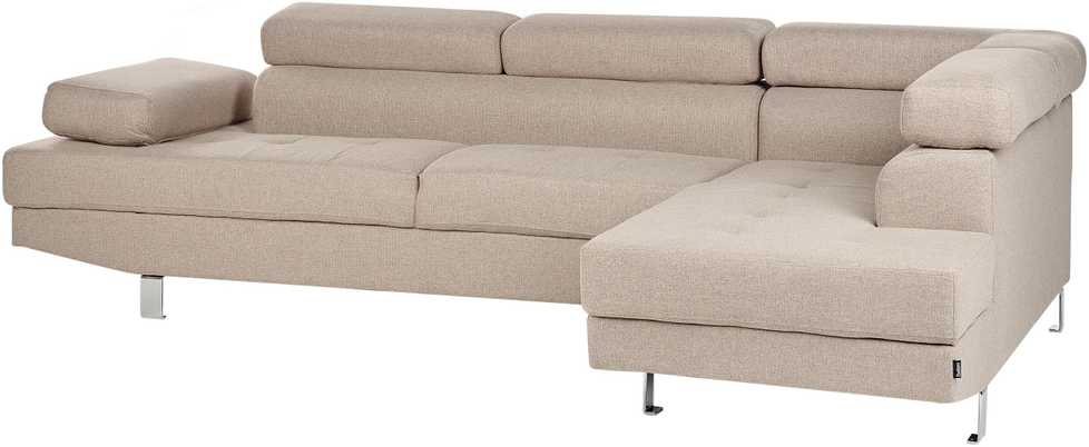 Beliani 5 vietų kampinė sofa NORREA smėlio spalvos kairinė