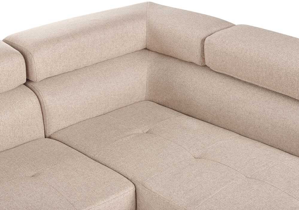 Beliani 5 vietų kampinė sofa NORREA smėlio spalvos kairinė