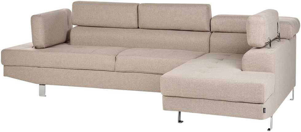 Beliani 5 vietų kampinė sofa NORREA smėlio spalvos kairinė