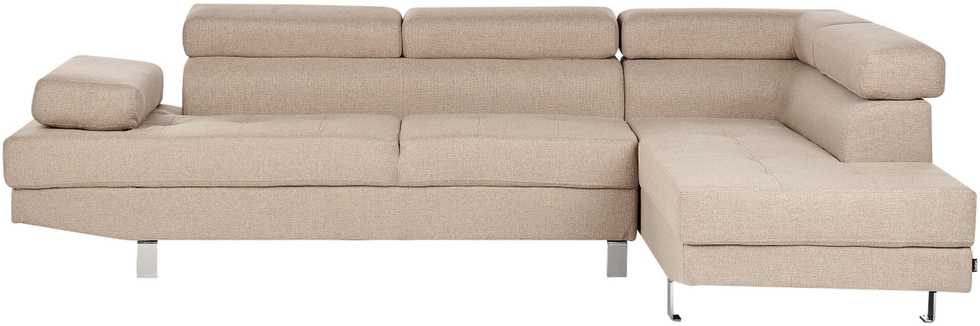Beliani 5 vietų kampinė sofa NORREA smėlio spalvos kairinė