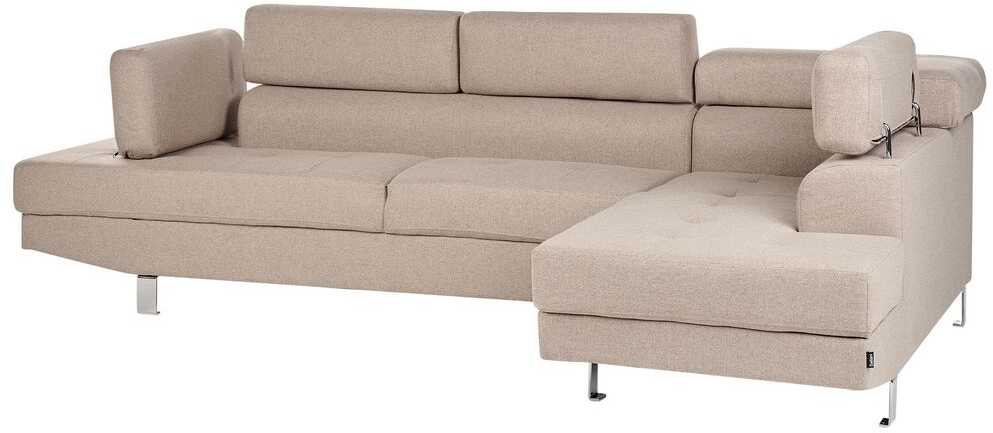 Beliani 5 vietų kampinė sofa NORREA smėlio spalvos kairinė
