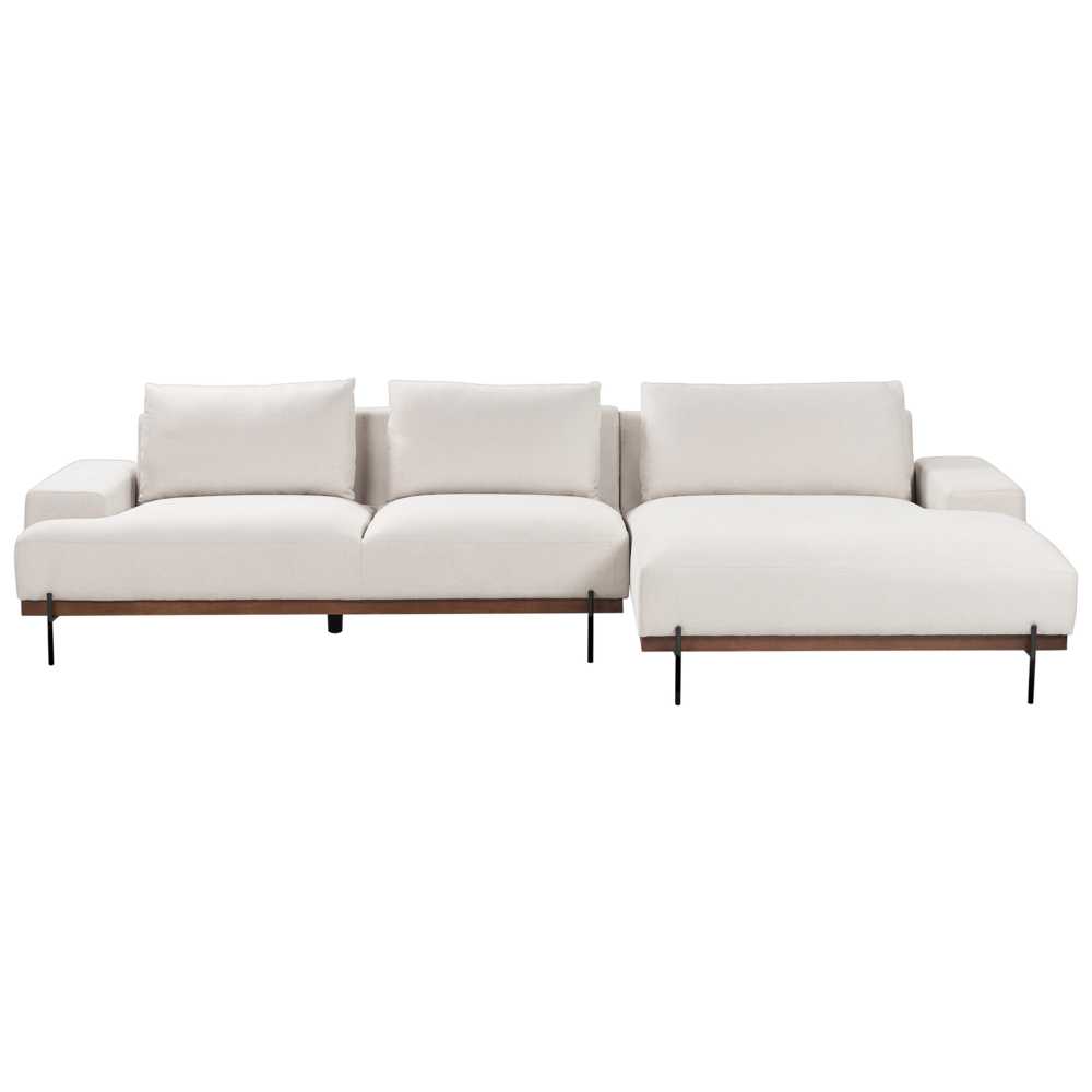 Beliani Kampinė sofa 4 asmenims MARIFERD šviesiai smėlio spalvos kairinė