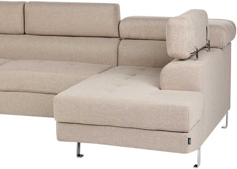 Beliani 5 vietų kampinė sofa NORREA smėlio spalvos kairinė