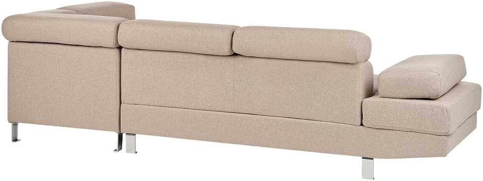 Beliani 5 vietų kampinė sofa NORREA smėlio spalvos kairinė