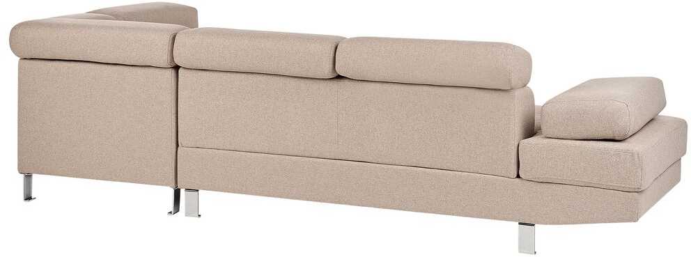 Beliani 5 vietų kampinė sofa NORREA smėlio spalvos kairinė