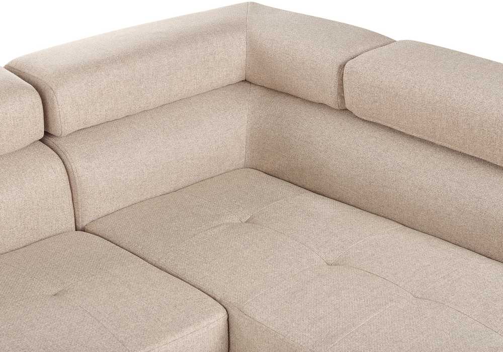 Beliani 5 vietų kampinė sofa NORREA smėlio spalvos kairinė