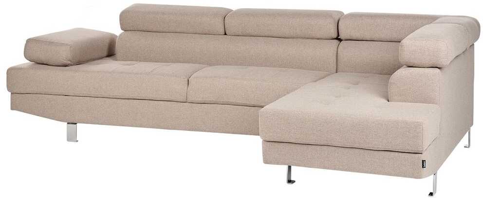 Beliani 5 vietų kampinė sofa NORREA smėlio spalvos kairinė
