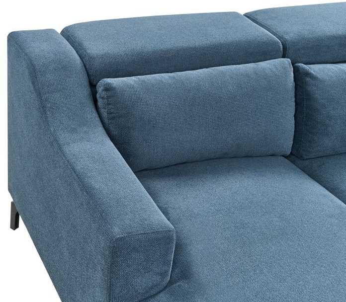 Beliani Keturvietė kampinė sofa GLOSLI tamsiai mėlyna, kairinė